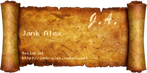 Jank Alex névjegykártya